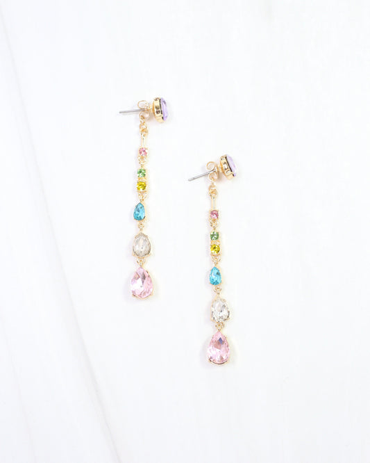 Charley Linear Crystal Dangle Earring Lavender Multi