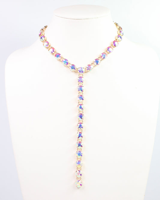Andrea Rhinestone Y Necklace Clear AB