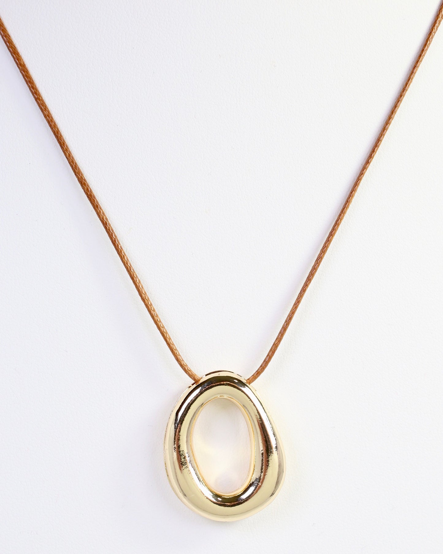 Enfield Round Pendant Cord Necklace Gold
