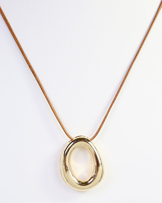 Enfield Round Pendant Cord Necklace Gold