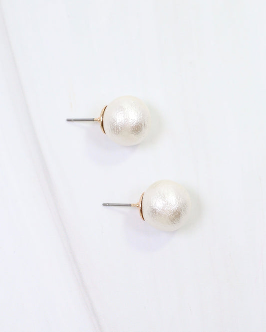 Alina Textured Pearl Stud Earring Cream