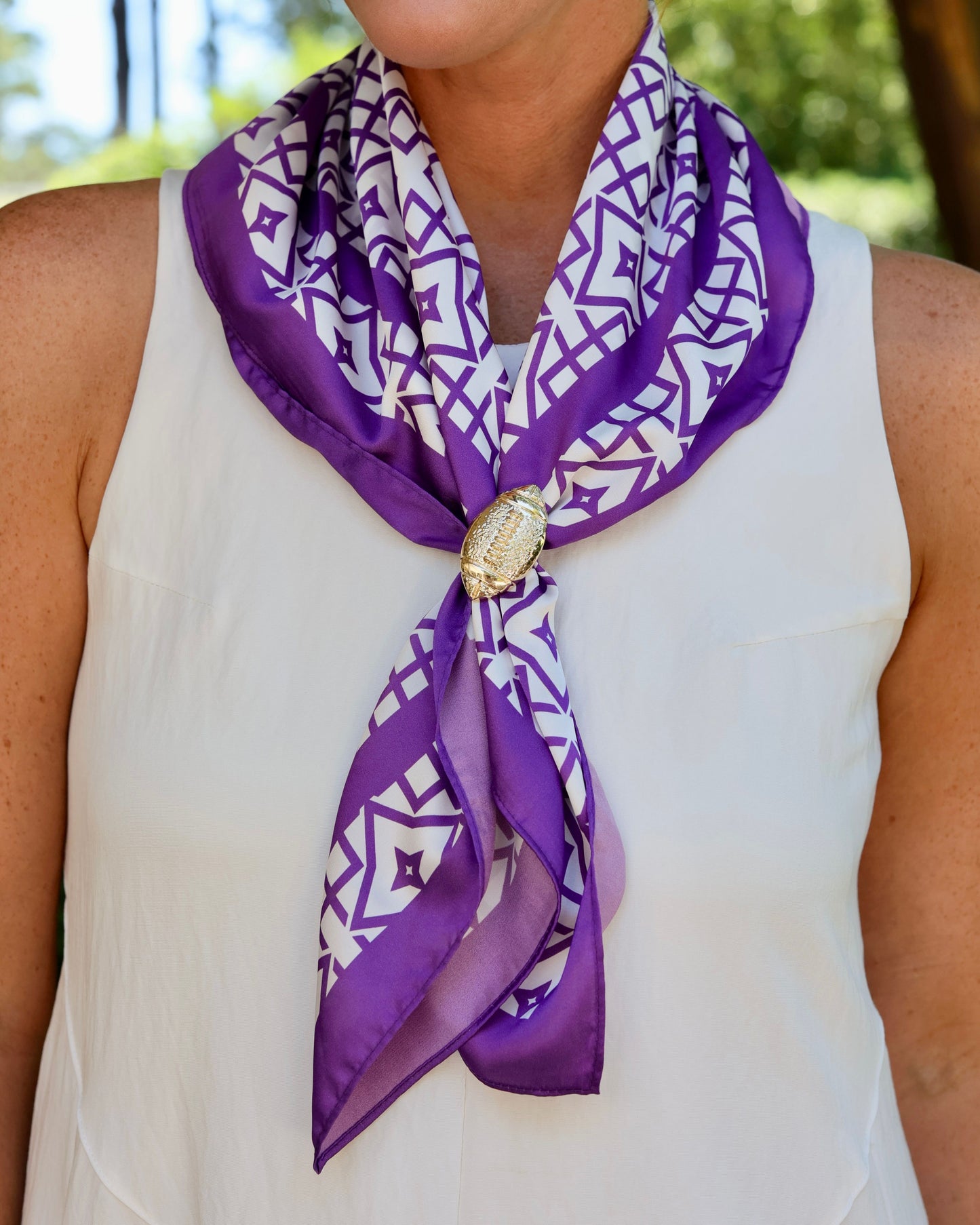 Langston Geometric Scarf Medium Purple White