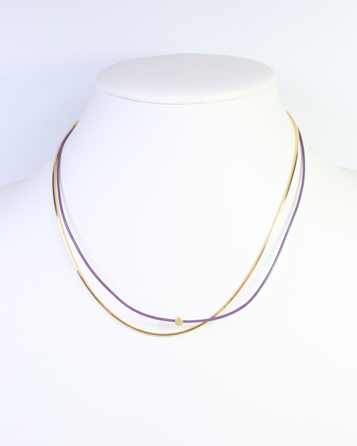 Paula Cord and Chain Layered Necklace Purple