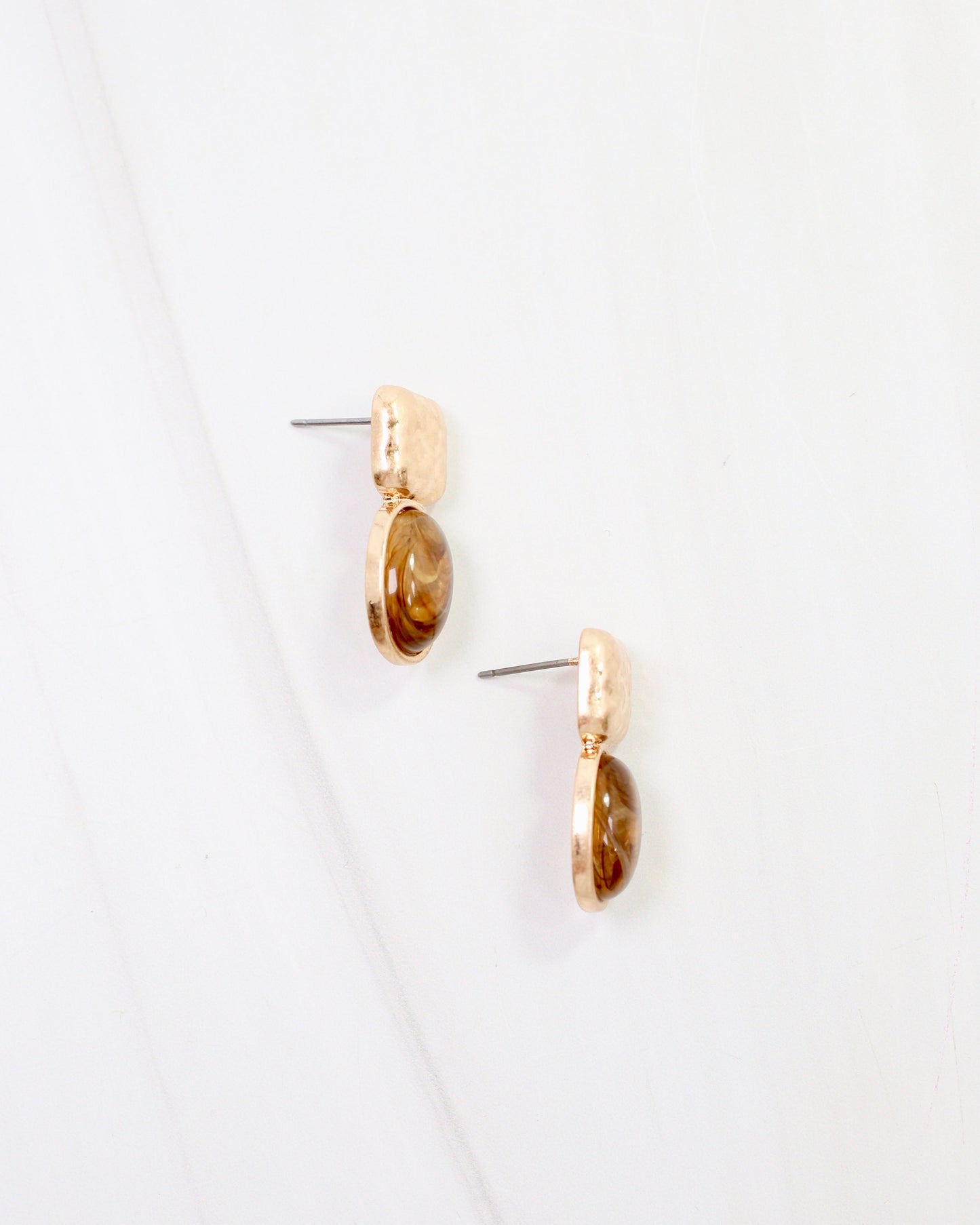 Mindy Textured Gold Drop Earring Tortoise