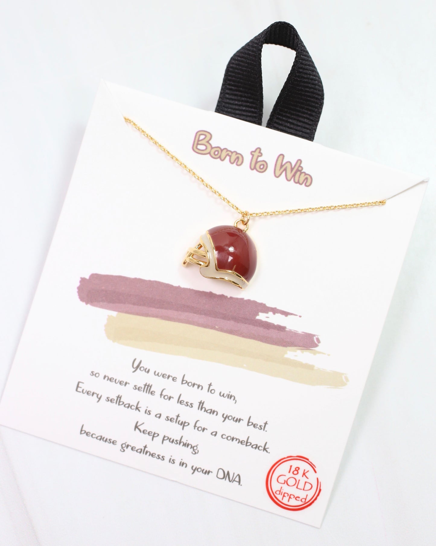 Enamel Helmet Necklace Garnet Gold