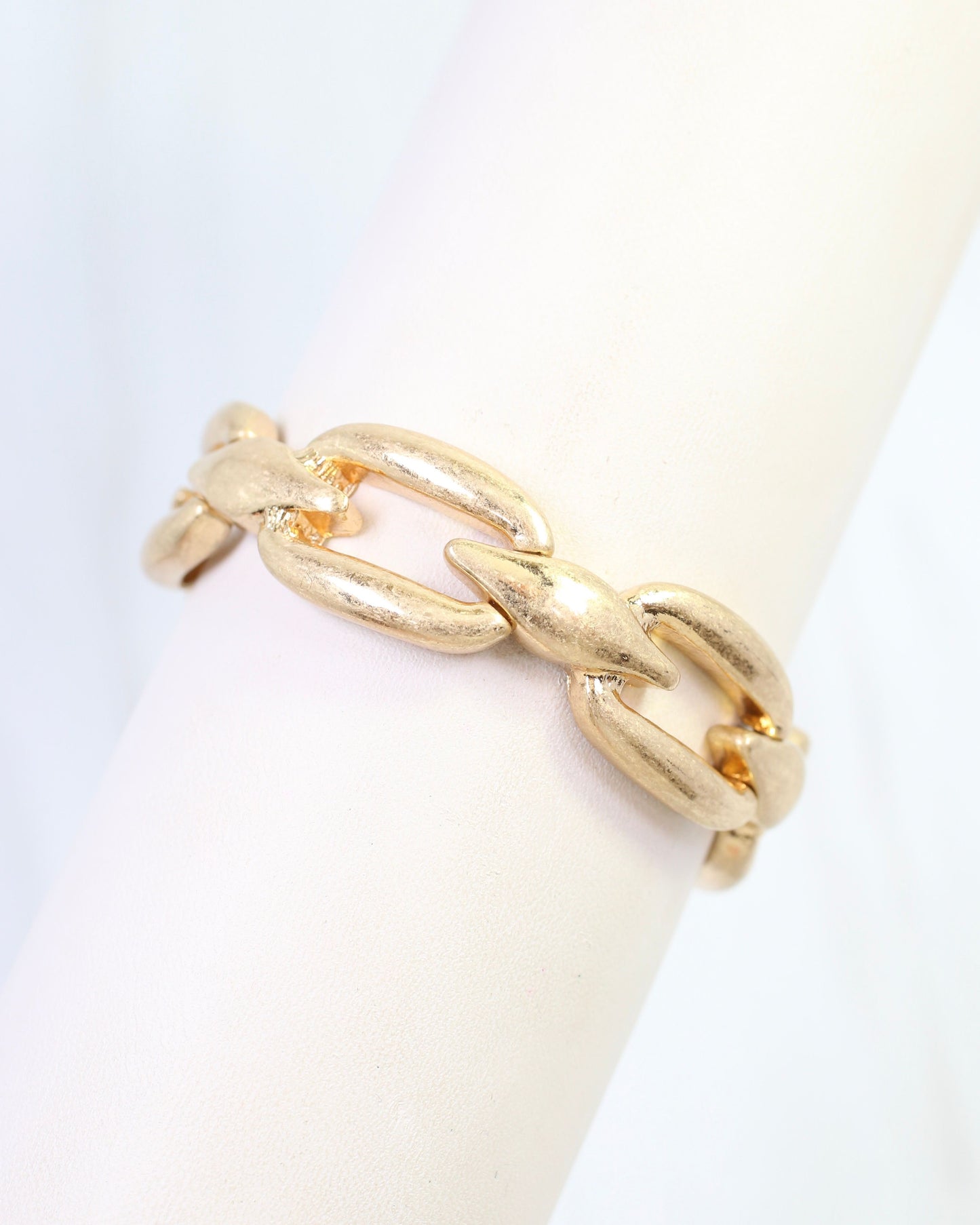 Lesley Link Stretch Bracelet Worn Gold