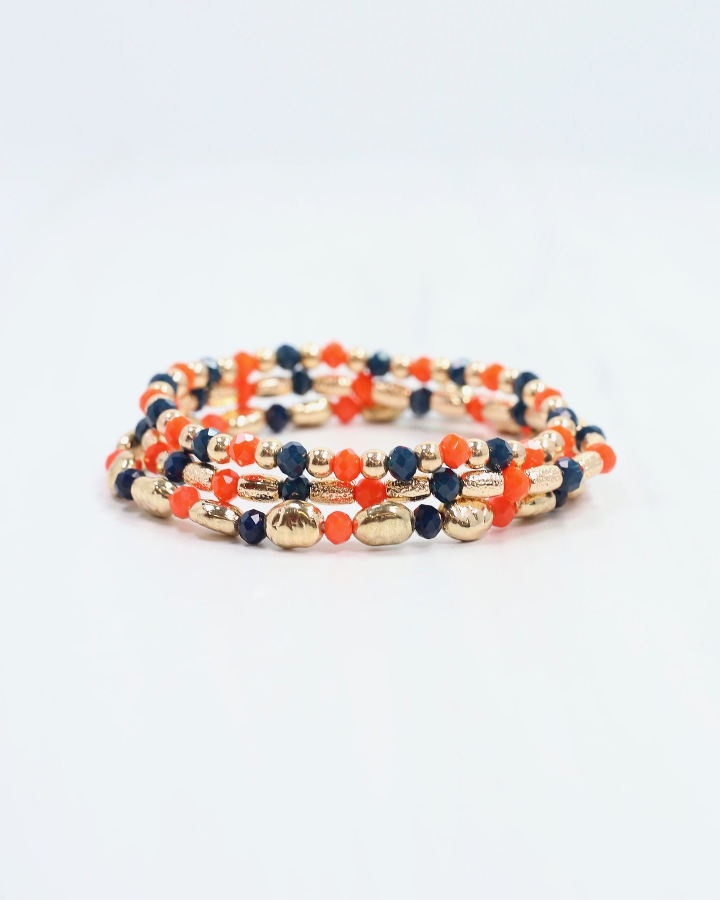 Spirit Beaded Bracelet Set Orange Navy