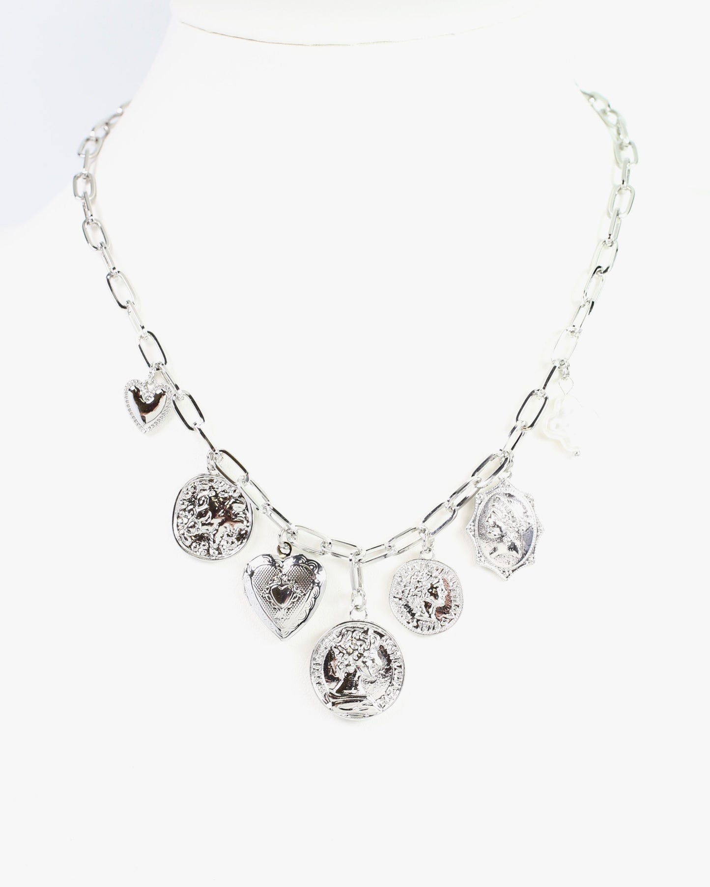 Four Seasons Coin Charm Necklace Silver