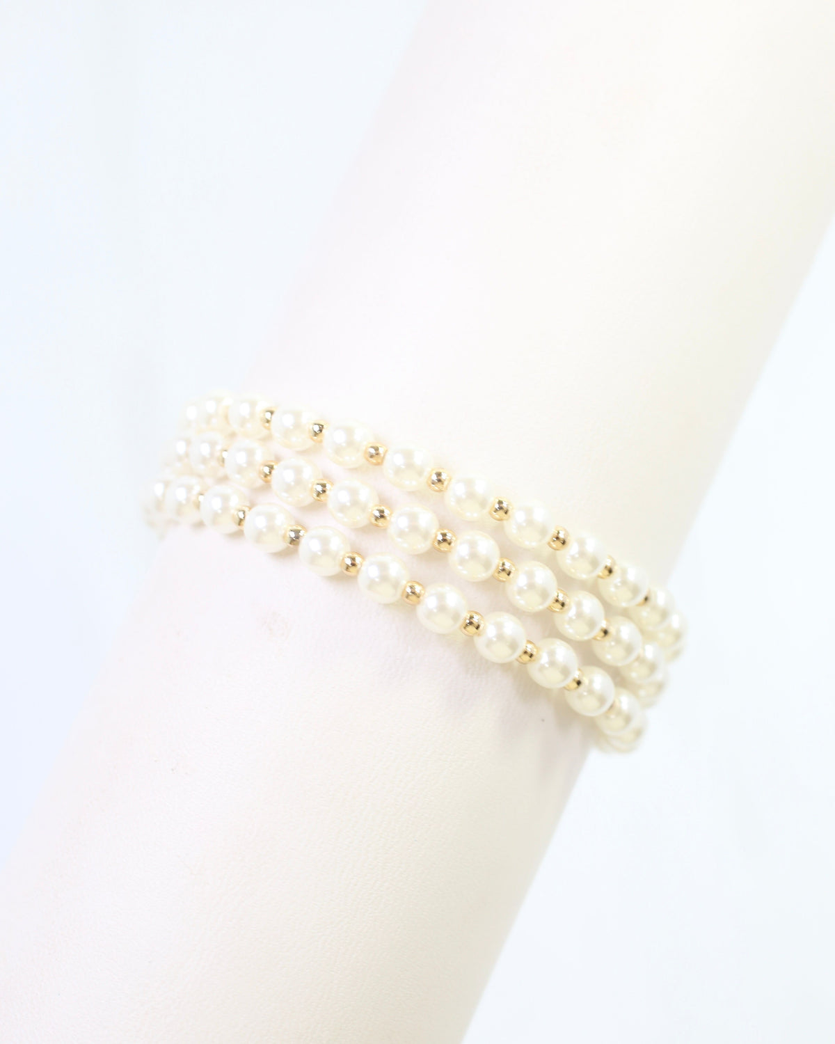 Batten Stretch Pearl Bracelet Set Gold