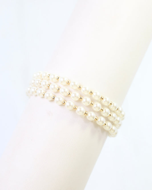 Batten Stretch Pearl Bracelet Set Gold