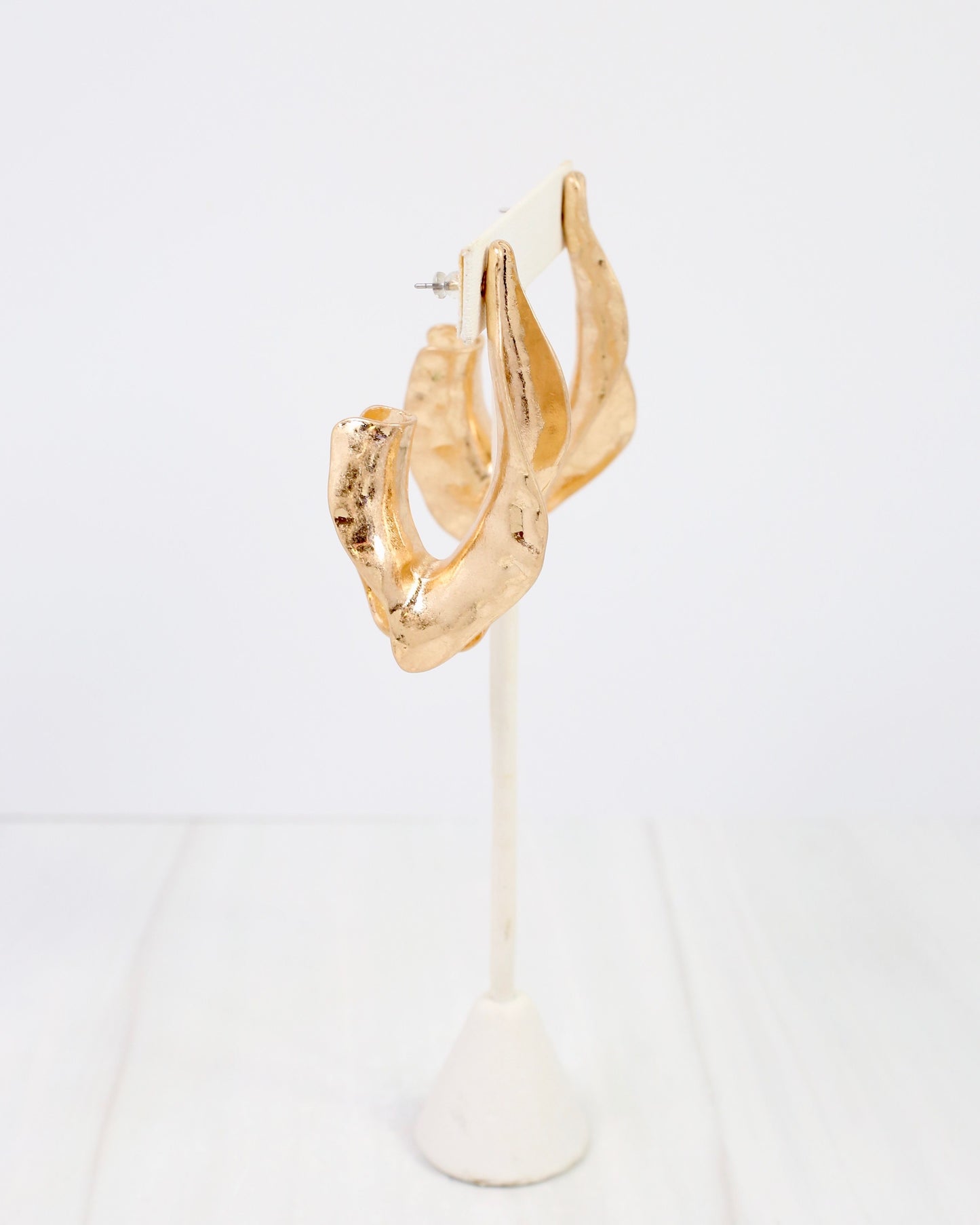 Henderson Hammered Artsy Hoop Earring Worn Gold