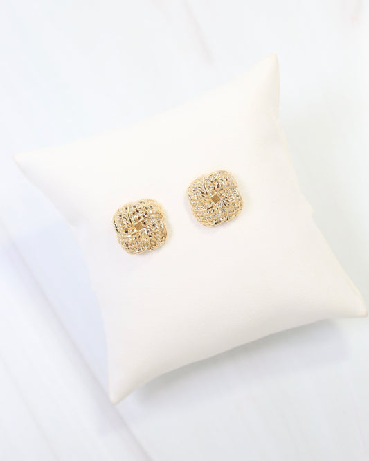 Hoboken Square Knot Stud Earring WR Gold