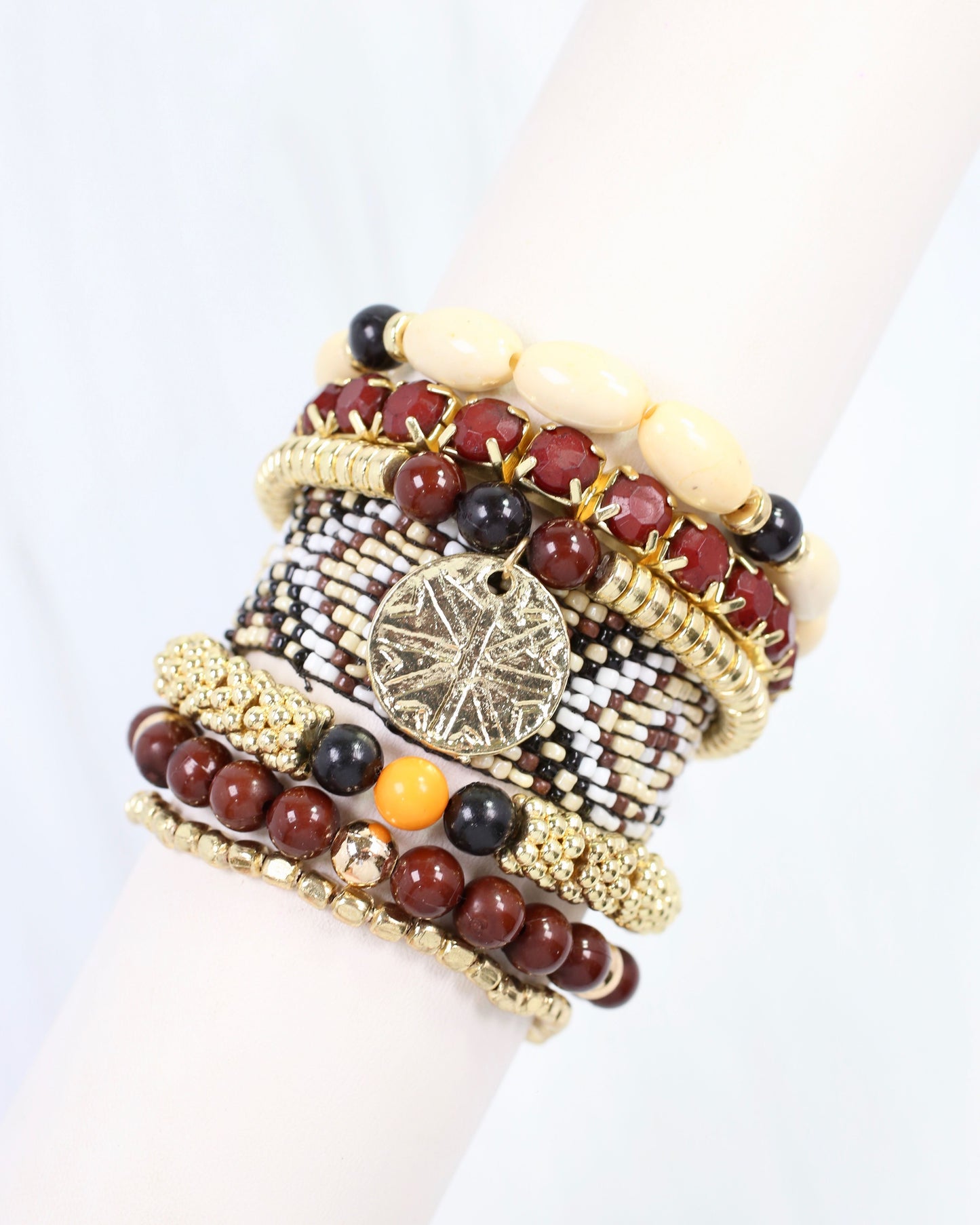 Sandusky Beaded Streatch Bracelet Set Natural