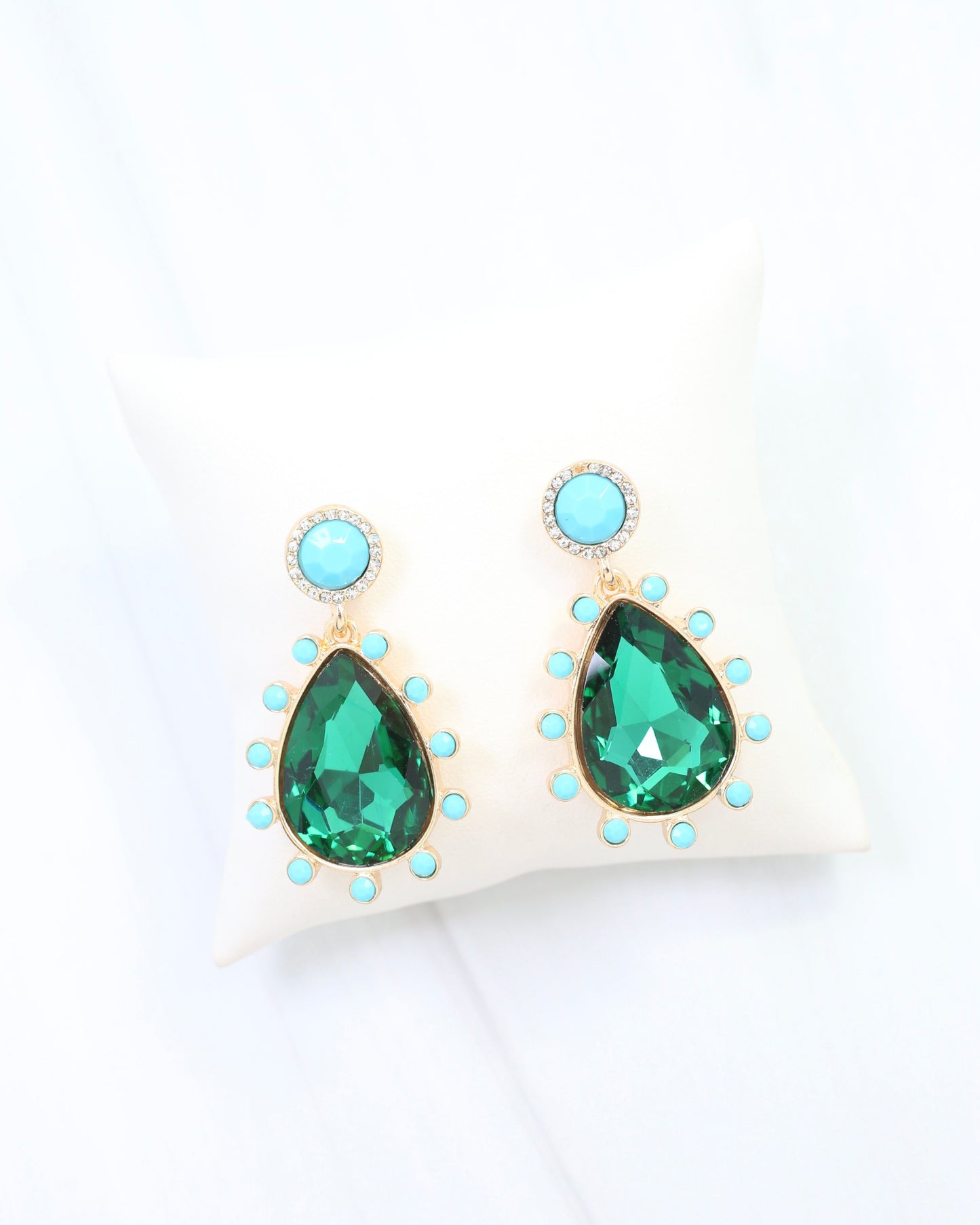 Hanna Turquoise Embellished Drop Earring Green