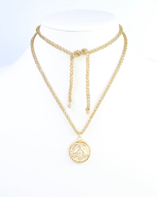 Cameron Cord Necklace Bee Gold