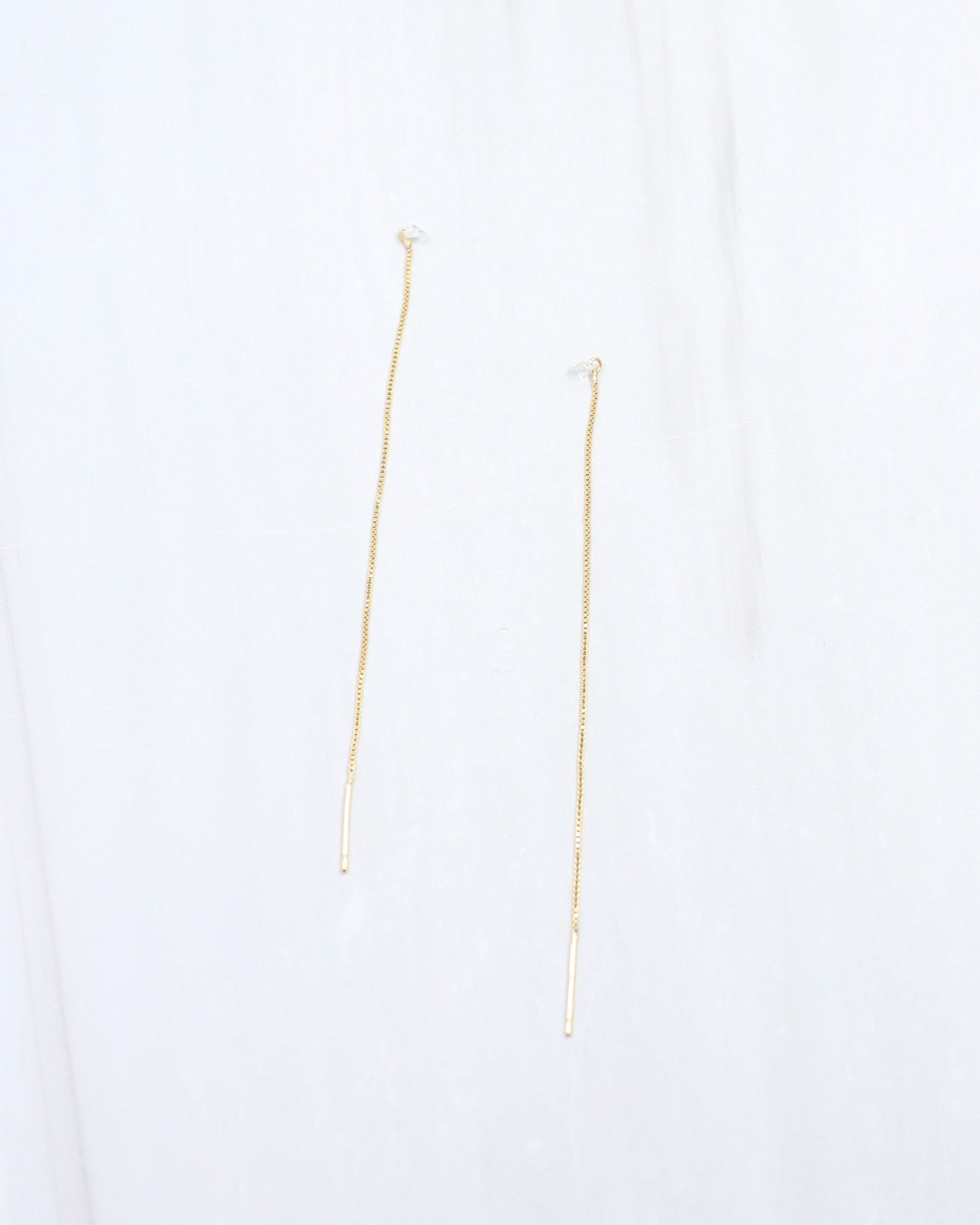 Emani CZ Dangle Thread Earring WR Gold