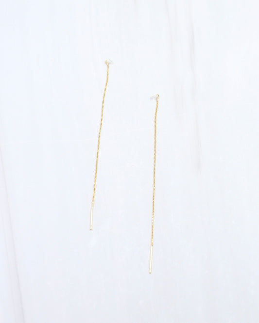 Emani CZ Dangle Thread Earring WR Gold