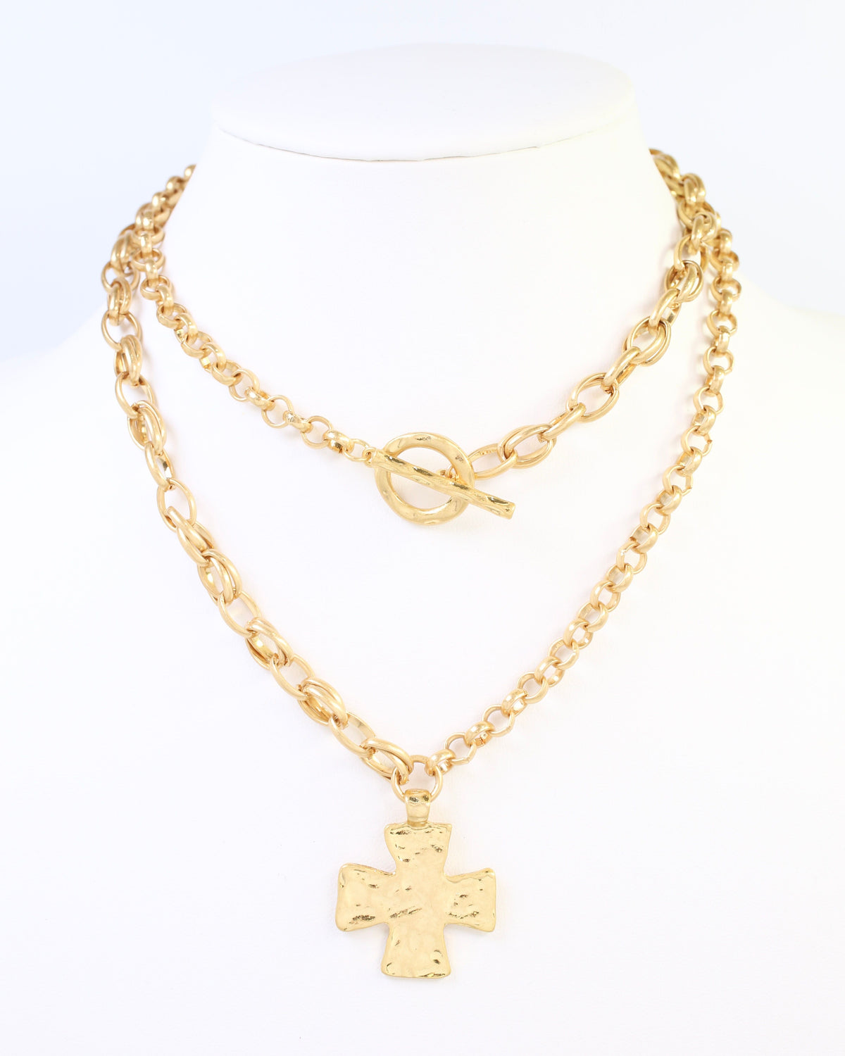 Cambridge Double Chain Cross Necklace WRVG