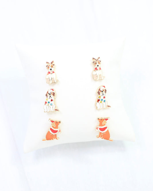 Christmas Pups Stud Set Multi