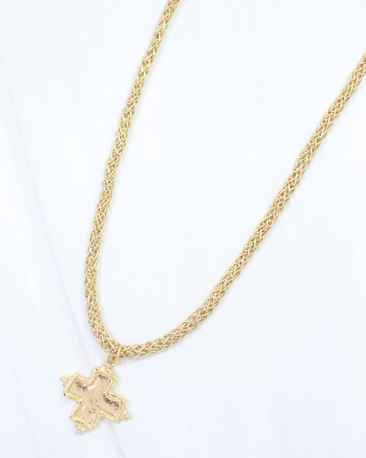 Cameron Cord Necklace Cross Gold