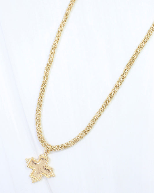 Cameron Cord Necklace Cross Gold
