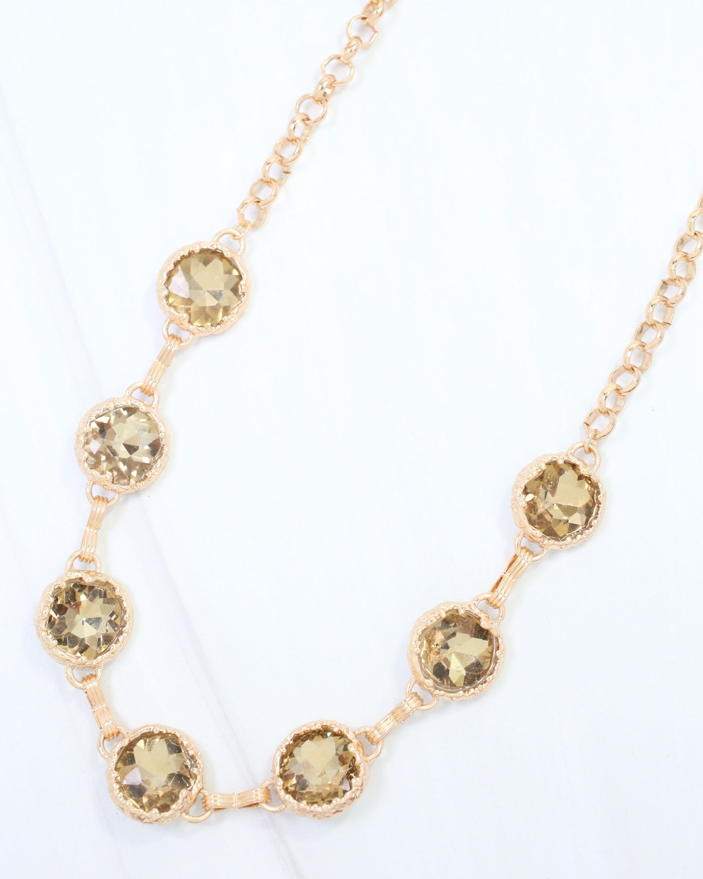 Leah Crystal Link Necklace Topaz