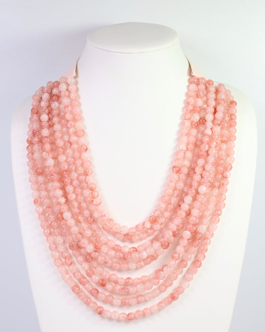 Kalin Beaded Layered Magnetic Necklace Pink
