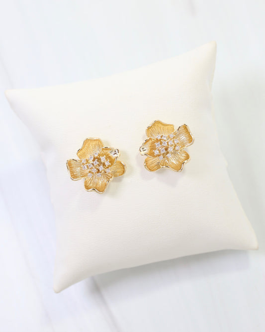 Mount Holly CZ Flower Earring WR Gold