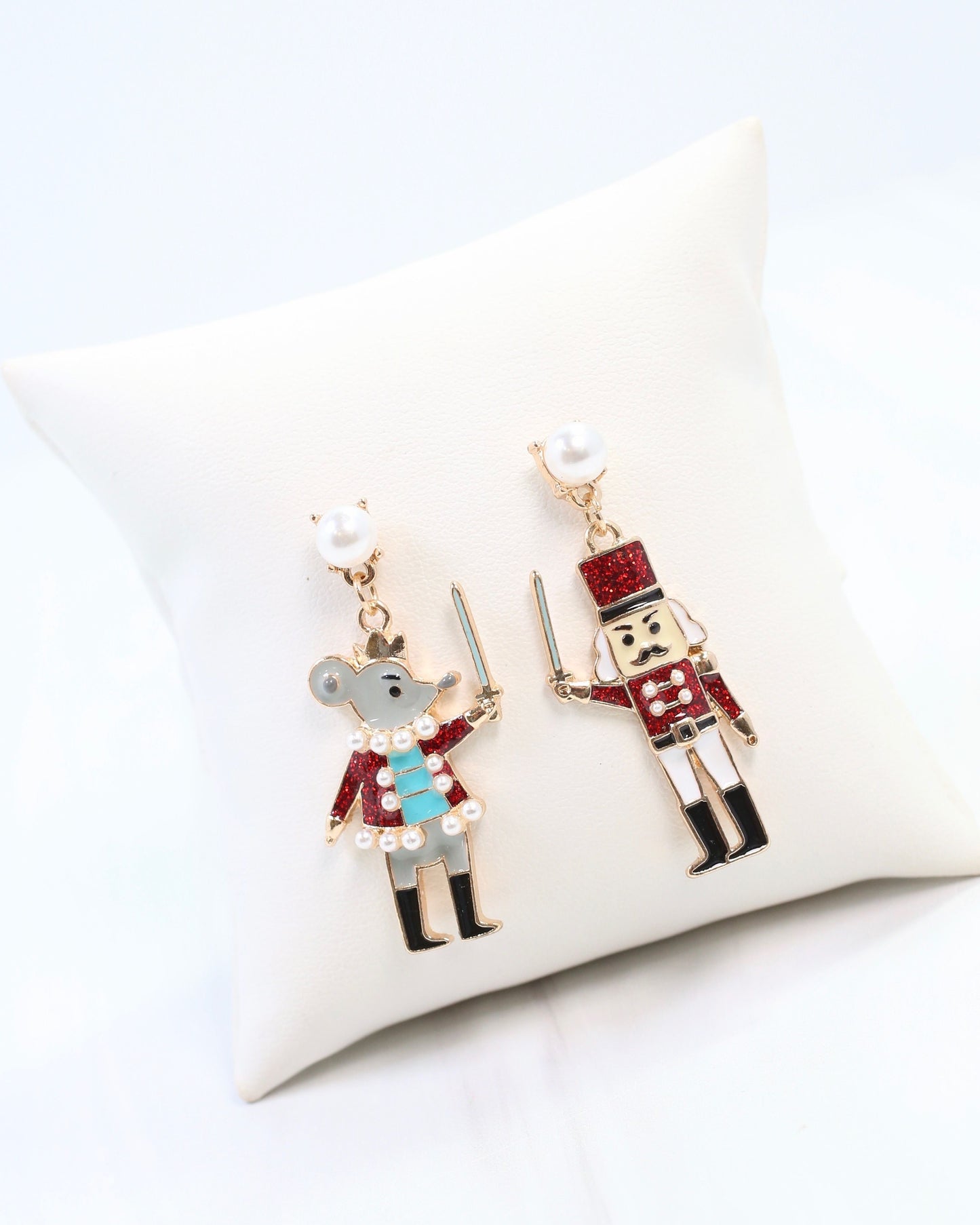 Mouse King and Nutcracker Earring Red