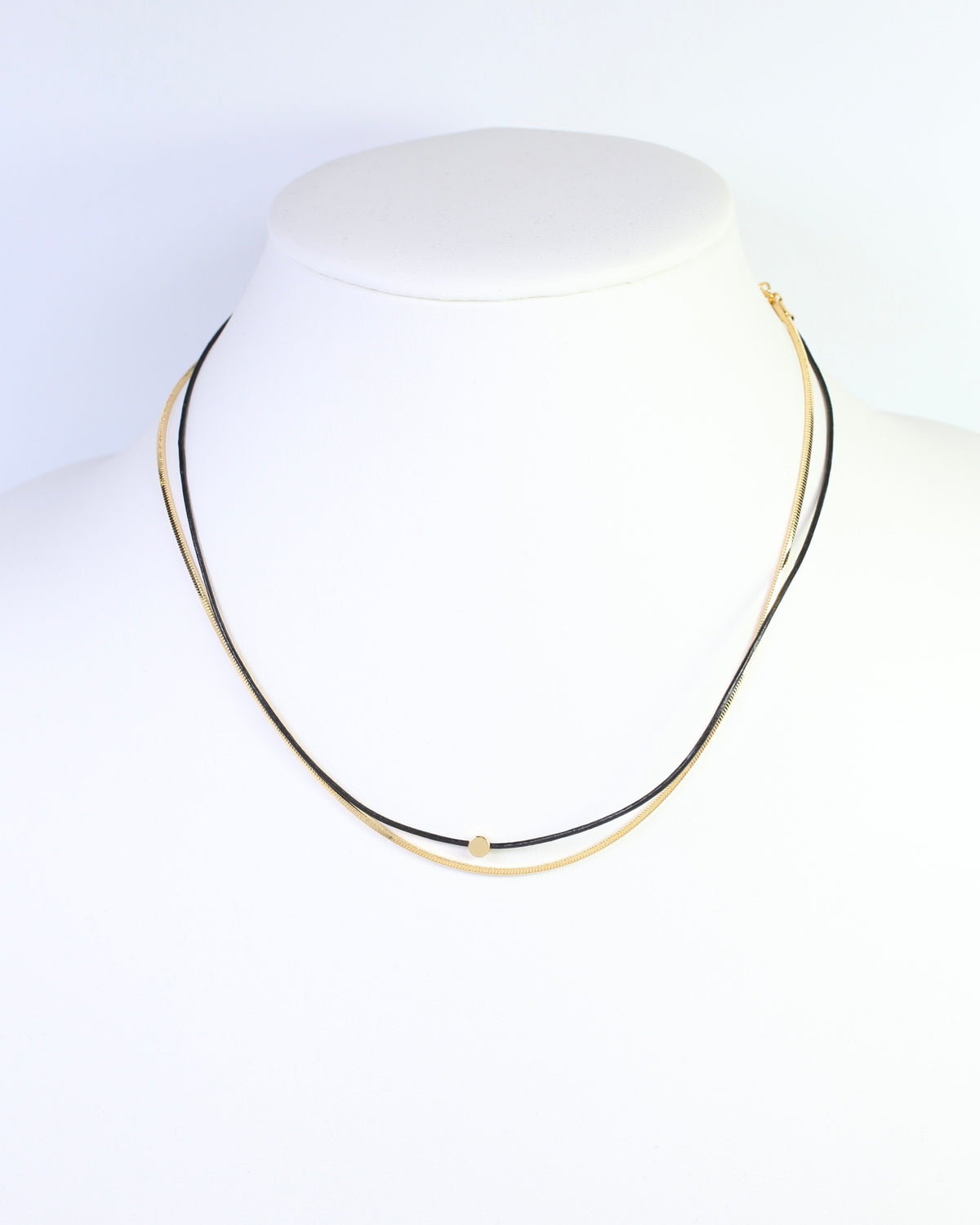 Paula Cord and Chain Layered Necklace Black