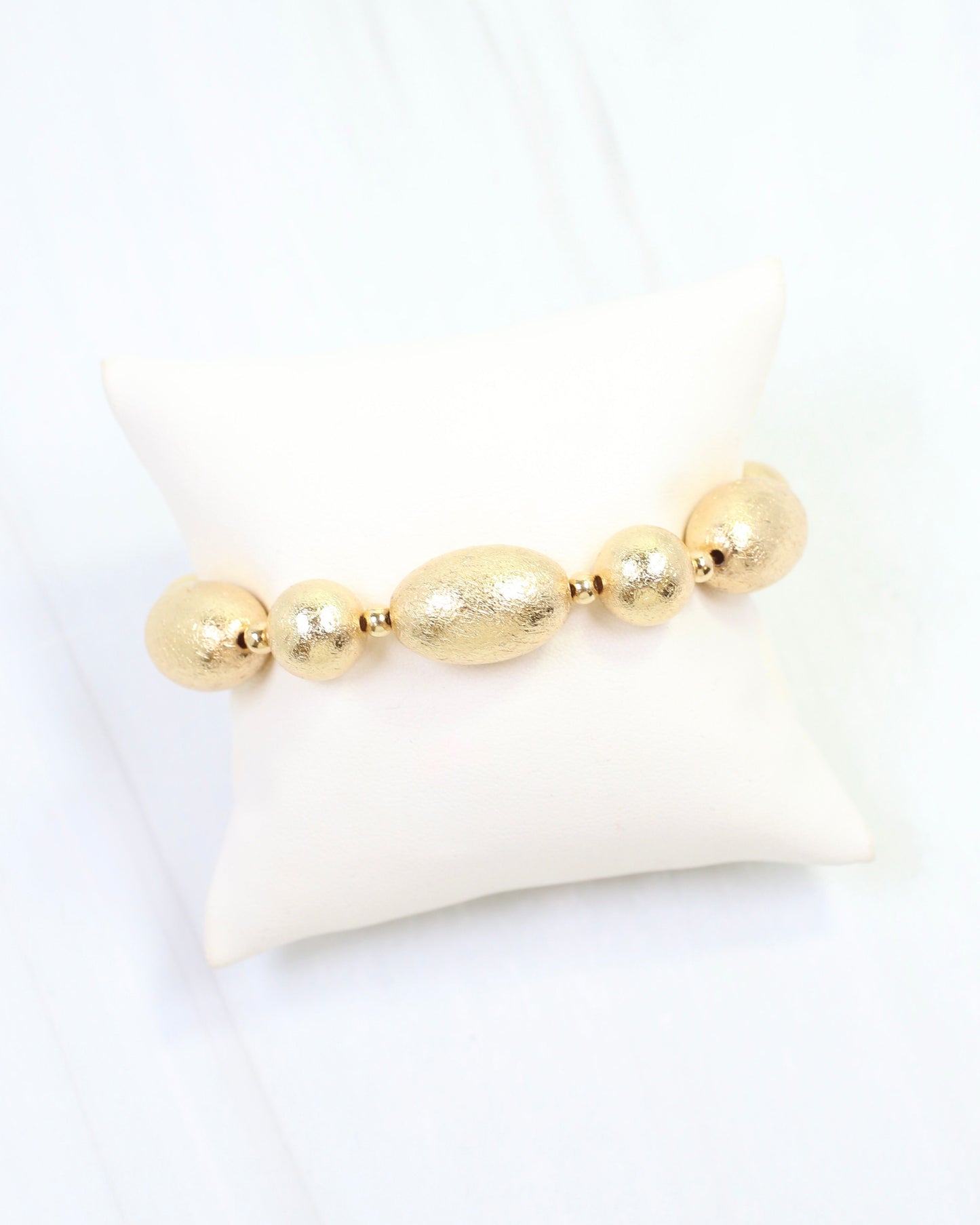 Leena Textured Bead Stretch Bracelet Gold