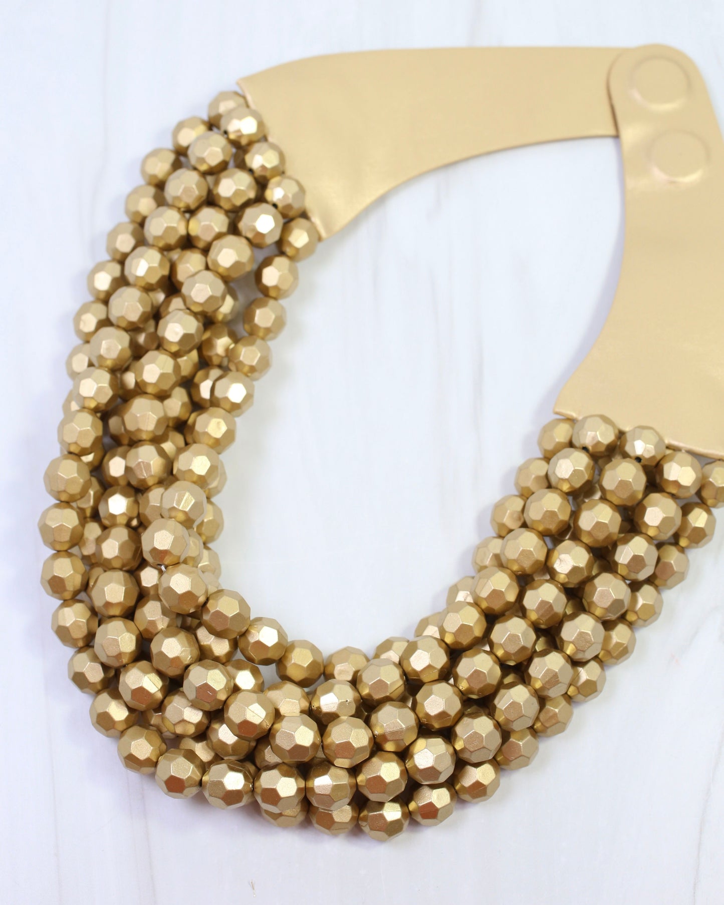 Cadence Multi Layered Beaded Necklace Worn Gold