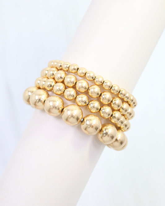 Brookie Beaded Stretch Bracelet Set Worn Gold