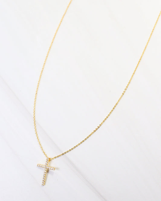 Millville CZ Pave Cross Necklace Gold