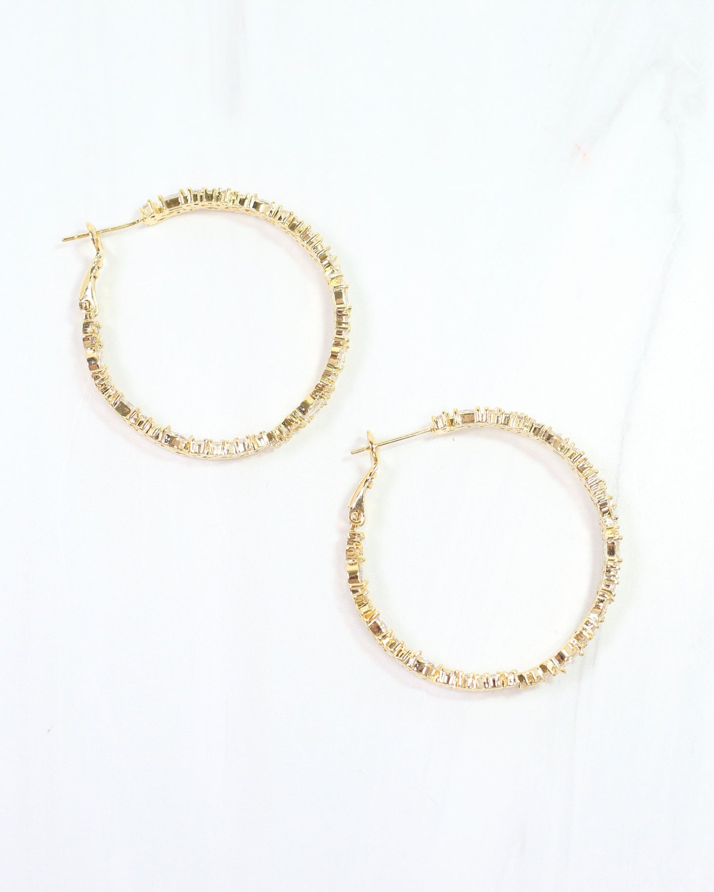 Shelby CZ Embellished Hoop Earring Gold
