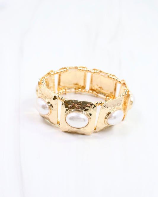 Dorthea Pearl Stretch Bracelet WR Gold