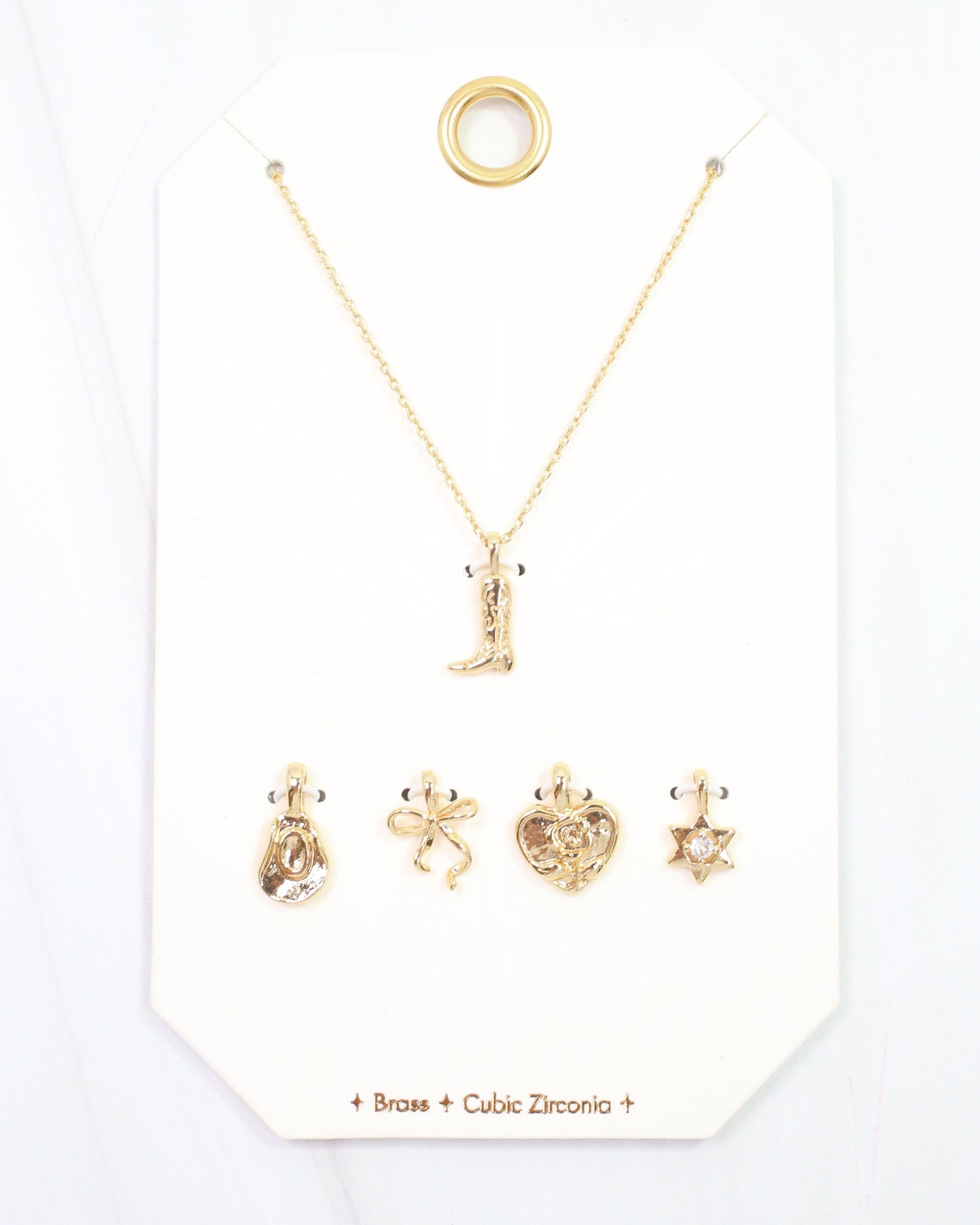 Boot it Up Charm Necklace Set Gold