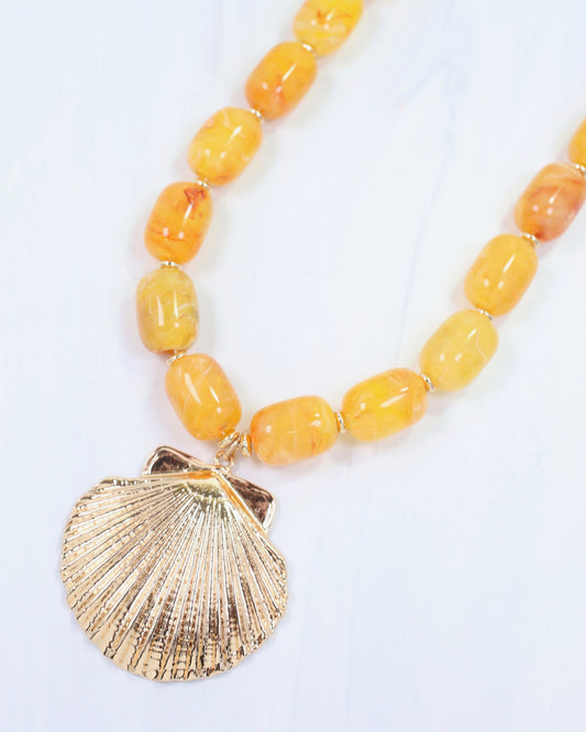 Bega Marble Beaded Shell Necklace Yellow