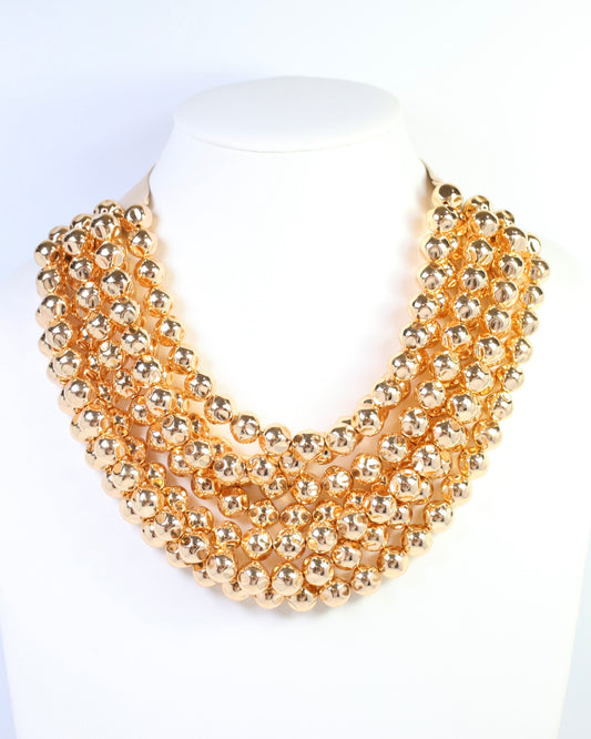 Kimbrel Multi Layered Beaded Necklace Shiny Gold