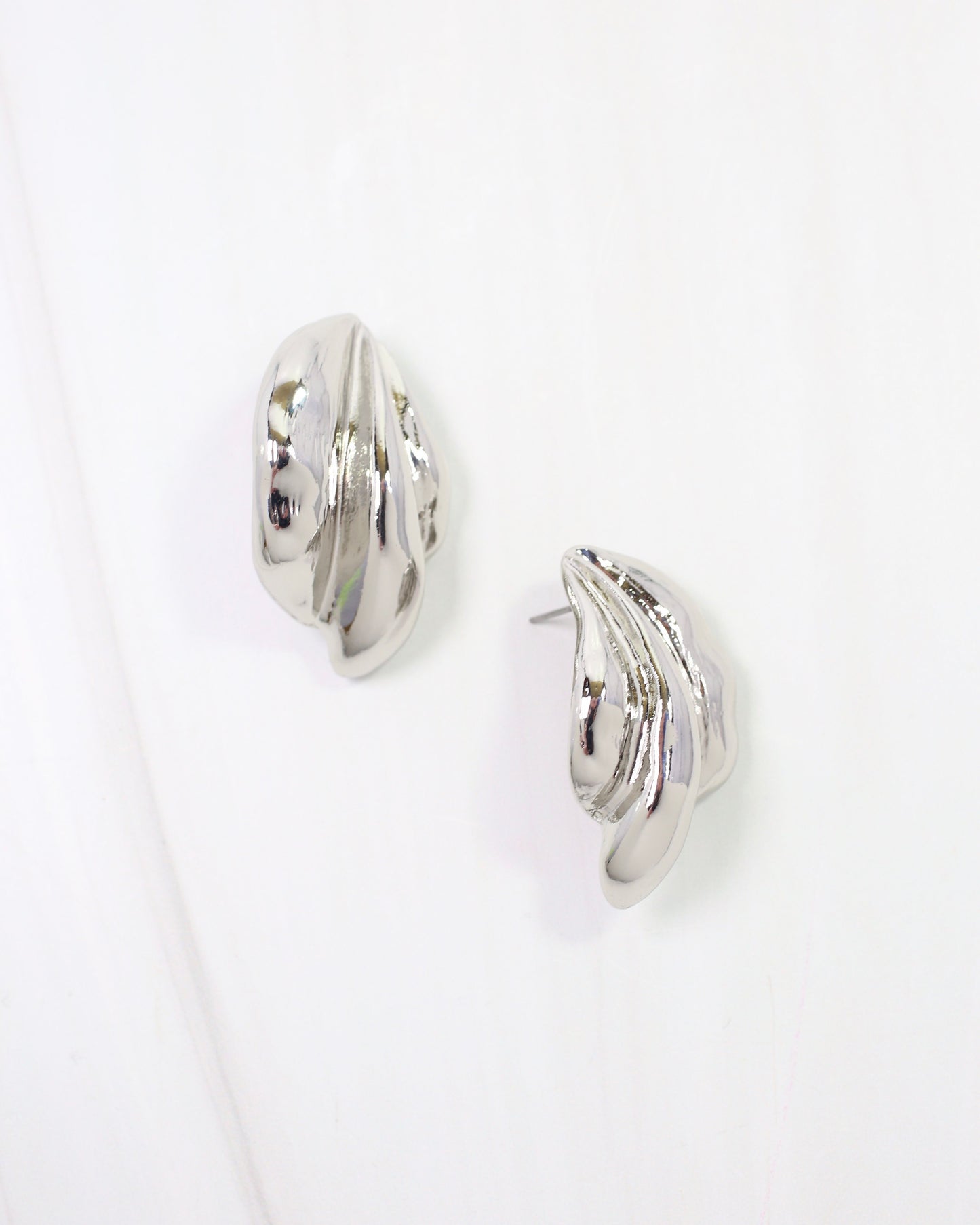 Halifax Textured Wave Drop Earring WR Silver