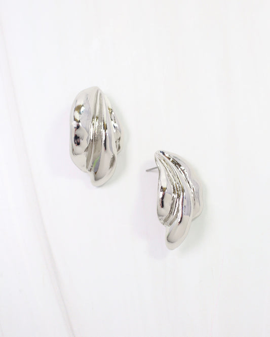 Halifax Textured Wave Drop Earring WR Silver