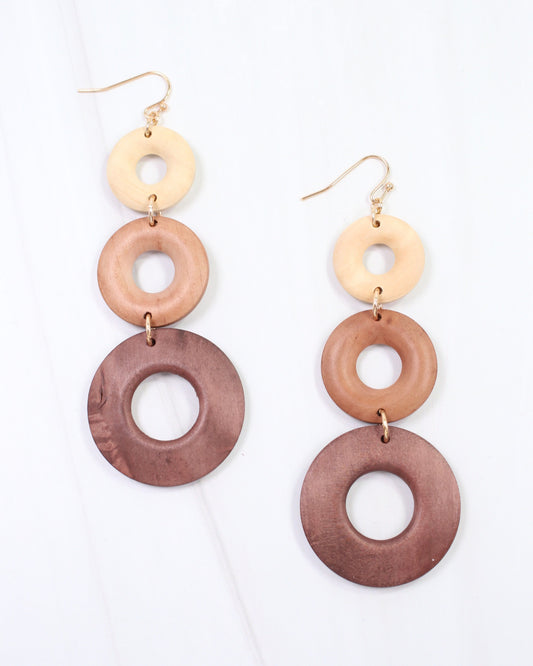 Florence Wooden Dangle Earring Natural