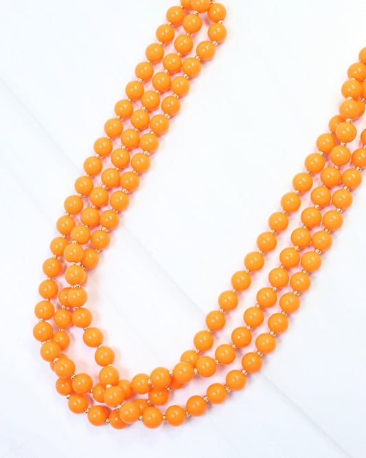 Brinley Beaded Layered Necklace Orange