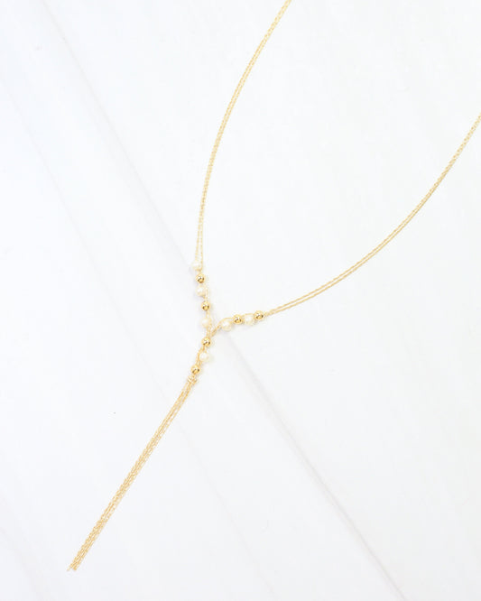 Merida Beaded Tassel Necklace Pearl