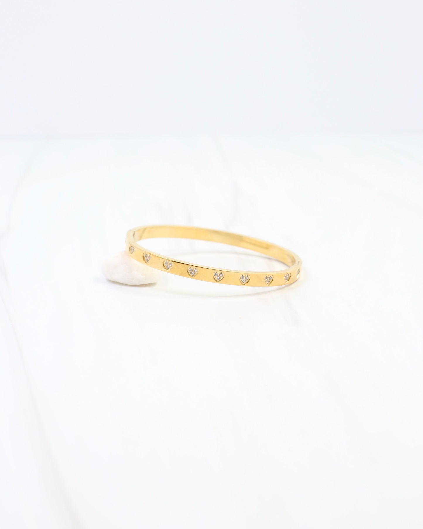 Province CZ Heart Bangle Bracelet Gold