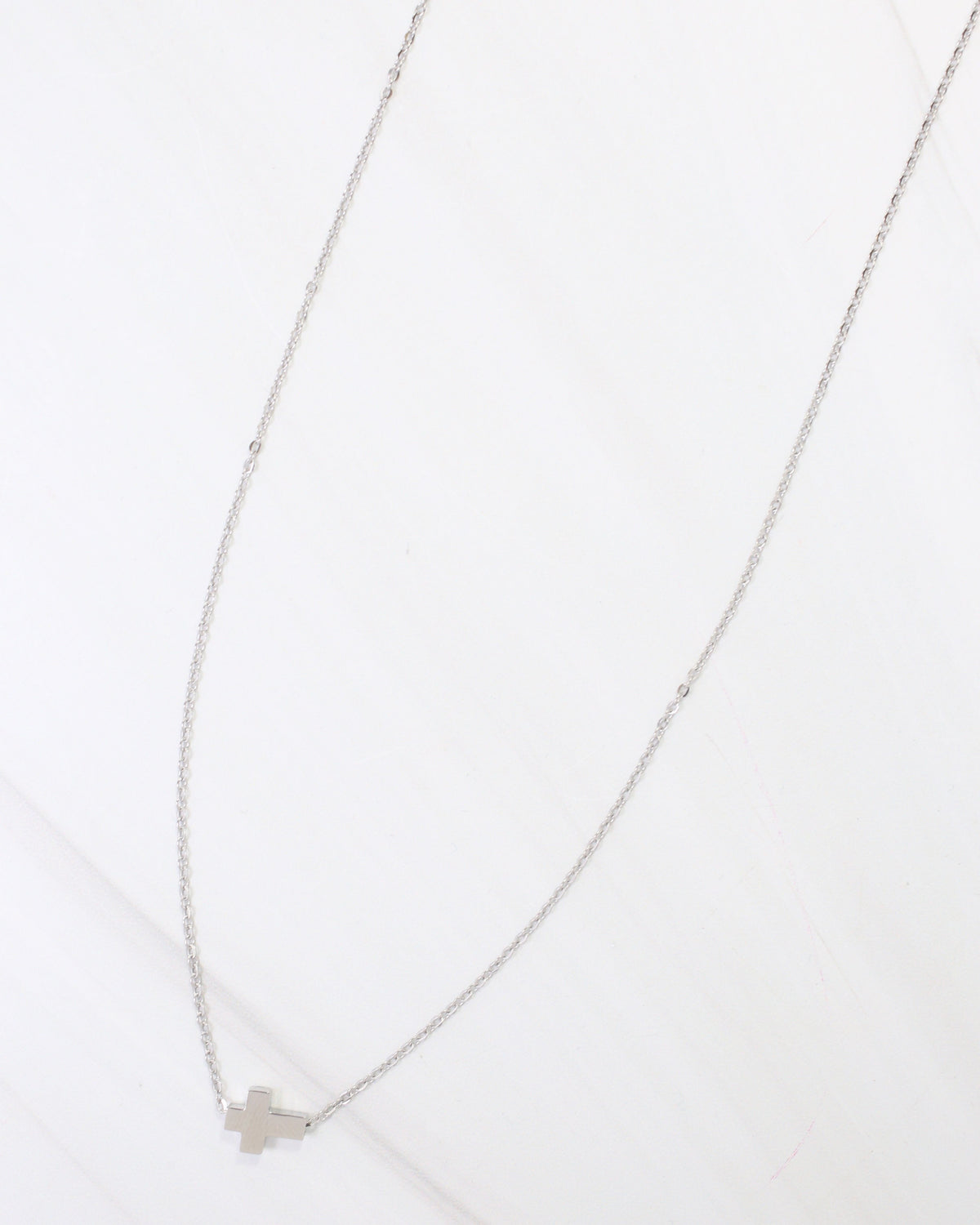 Bronx Cross Necklace WP Silver