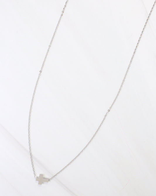 Bronx Cross Necklace WP Silver