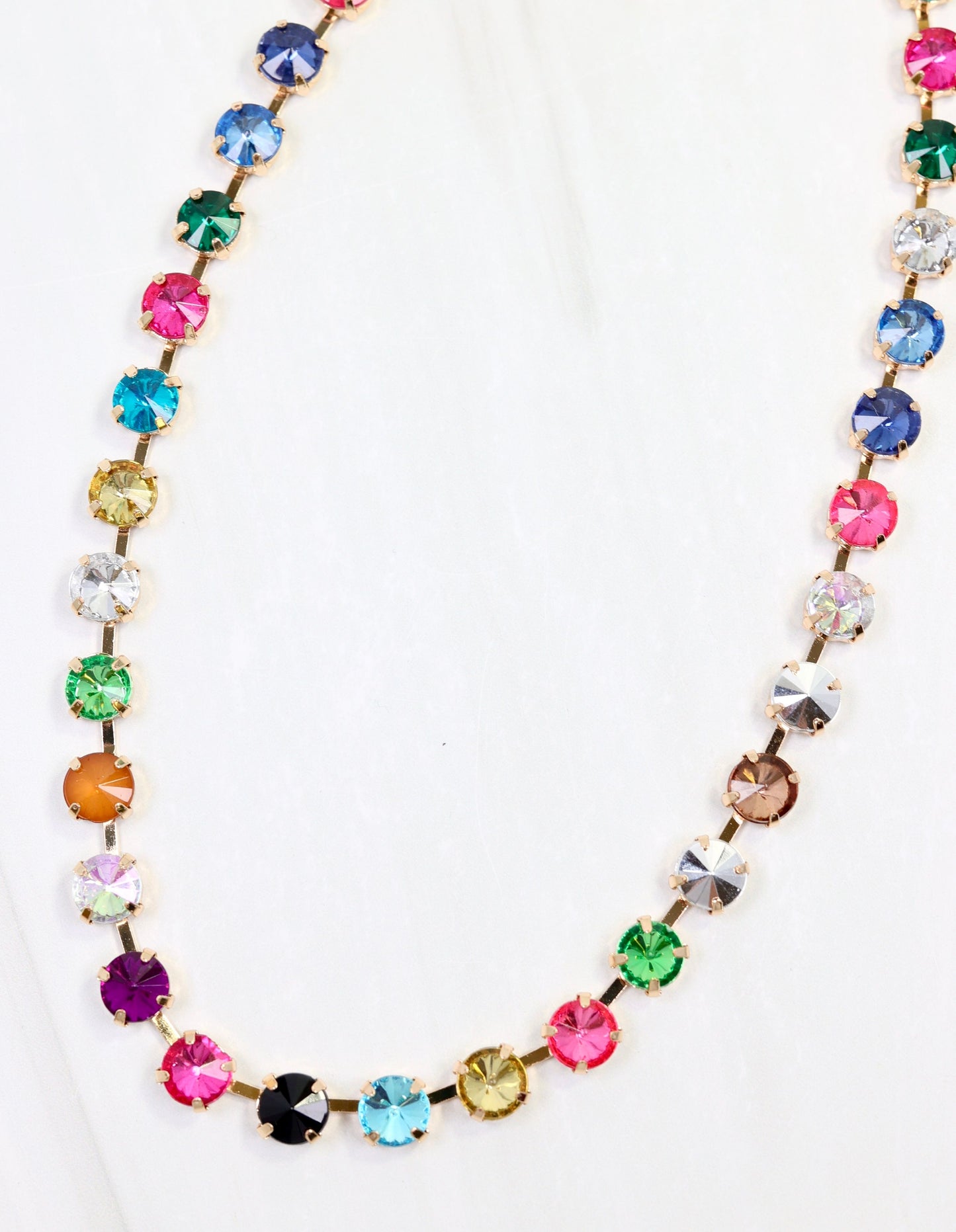 Shalimar Small  Rhinestone Necklace Dark Multi