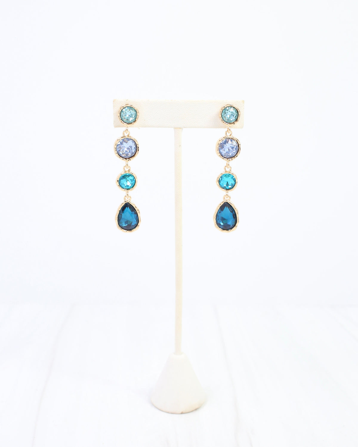 Sailish Linear Crystal Dangle Earring Blue Multi