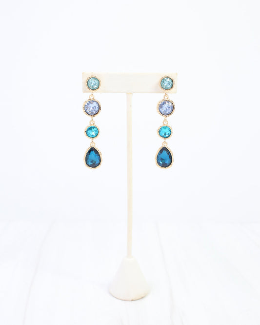 Sailish Linear Crystal Dangle Earring Blue Multi